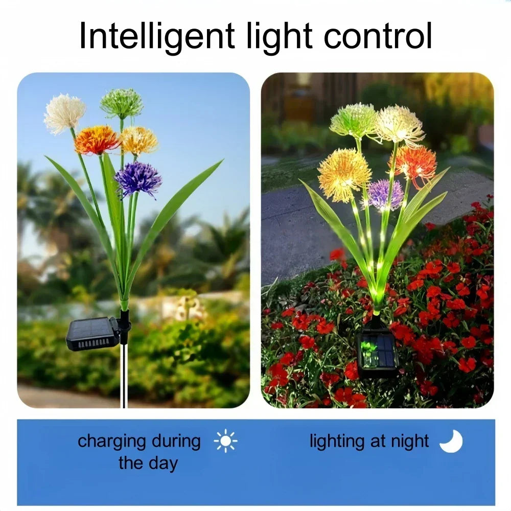 Solcellsdriven trädgårdslampa med maskrosdesign