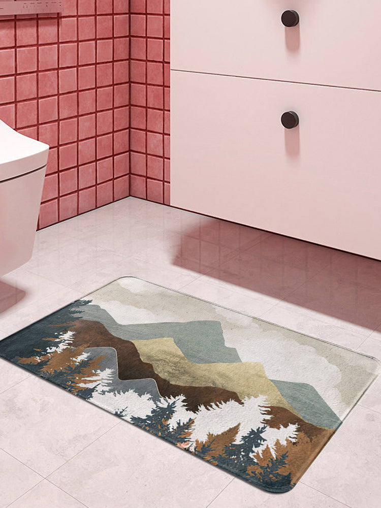 Dörrmatta med Bergslandskap – Stilren Halkfri Matta för Inomhus & Utomhusbruk | 40×60, 50×80, 60×90, 80×120 cm