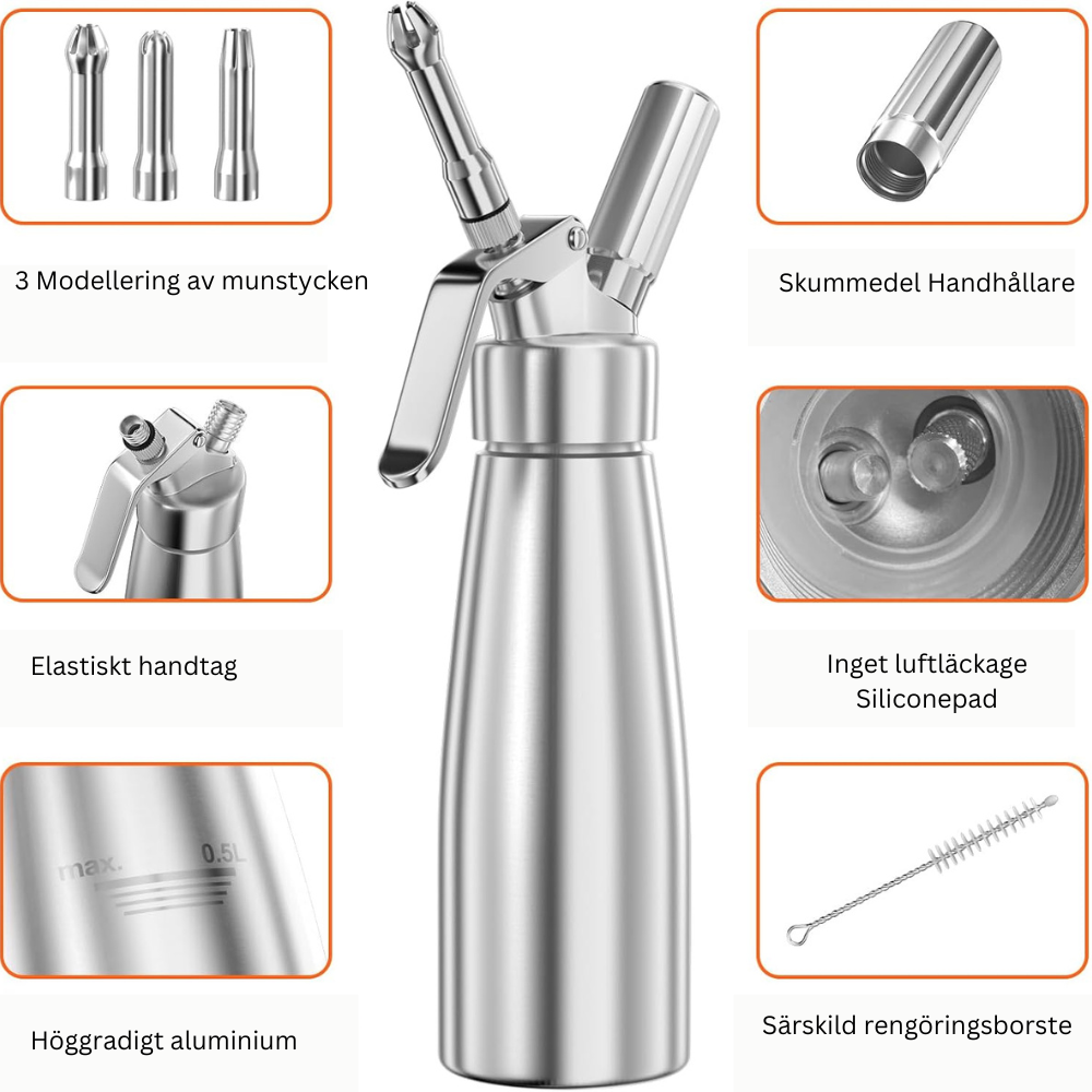 AluWhip – Professionell Gräddsifon i Aluminium 500 ml