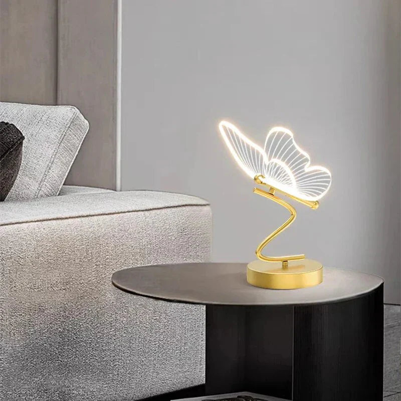 Modern LED-bordslampa i järn och akryl