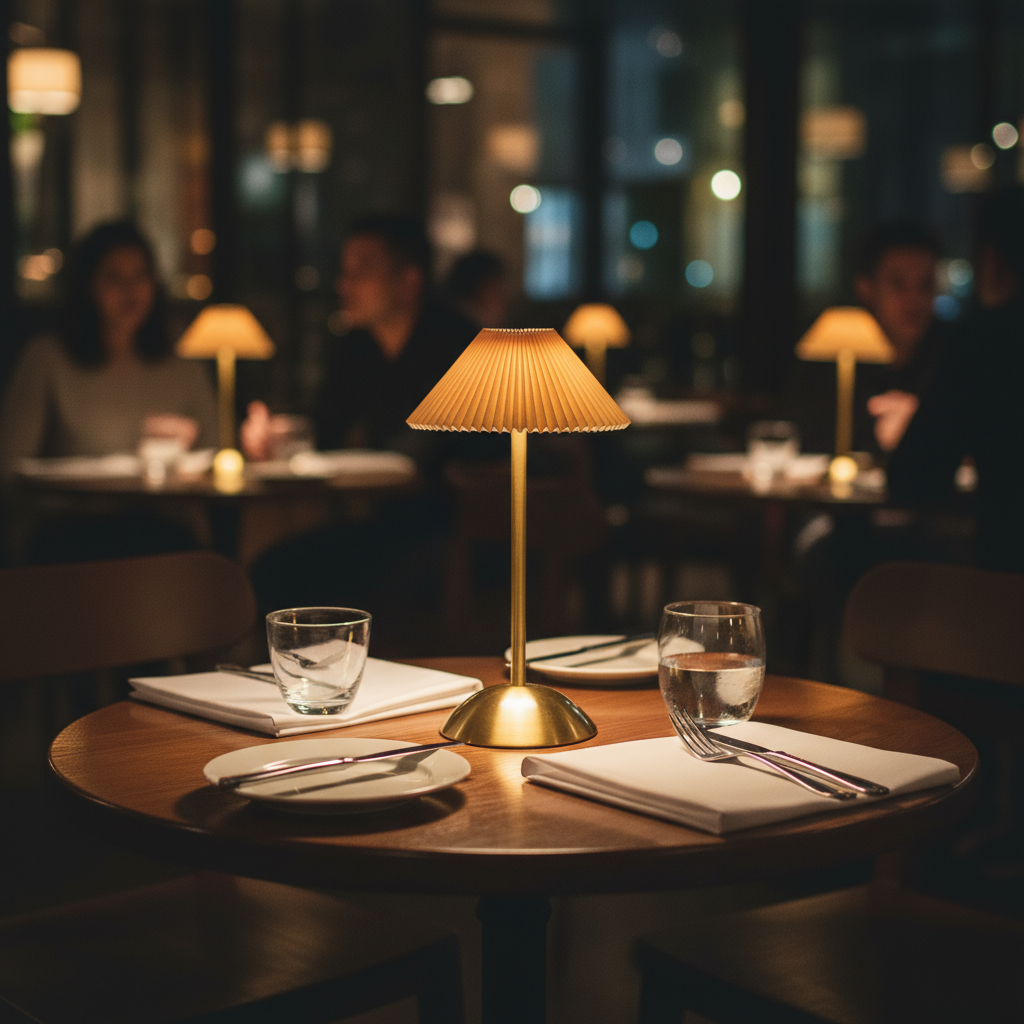 NordLuna – Skandinavisk trådlös bordslampa med LED och tygskärm