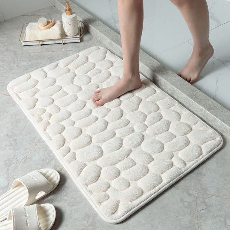 Badrumsmatta i memory foam med stendesign